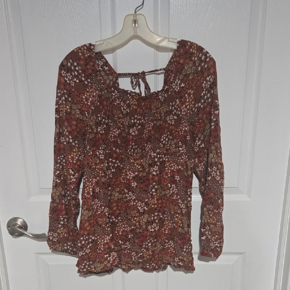 Sonoma Floral Brown Women's Top Size S